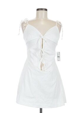 La Hearts White Tie-Front Mini Dress